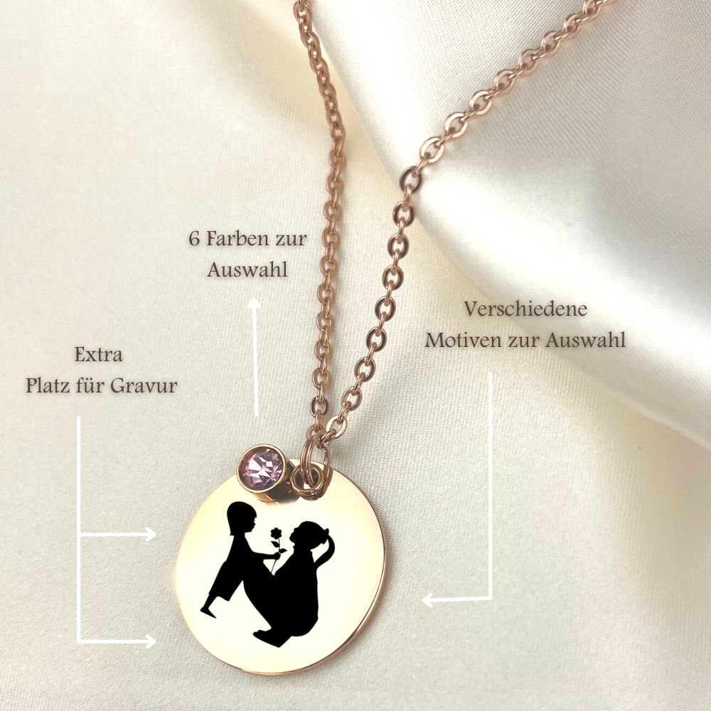 Personalisierbare Vintage SILHOUETTE Halskette mit Gravur (Rosegold, Silber oder Gold) VIK-110