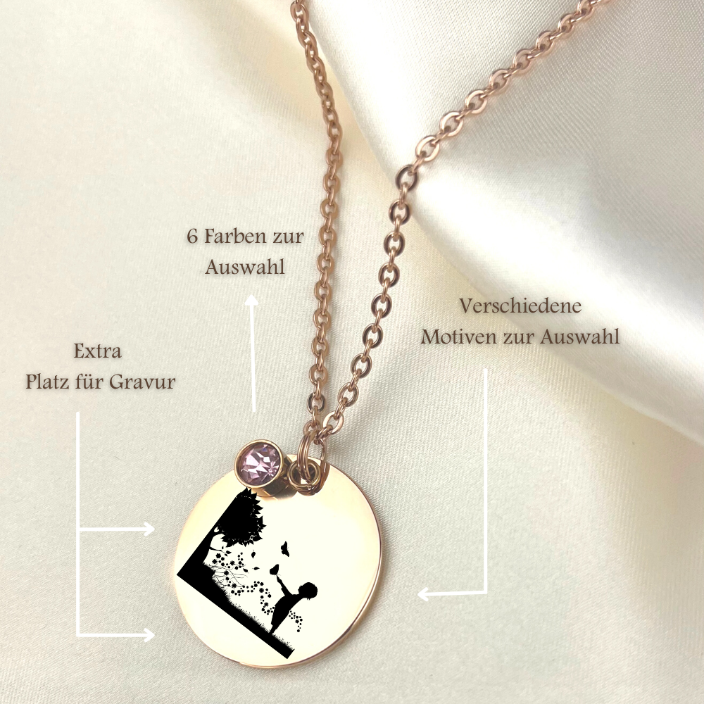 Personalisierbare Vintage SILHOUETTE Halskette mit Gravur (Rosegold, Silber oder Gold) VIK-110