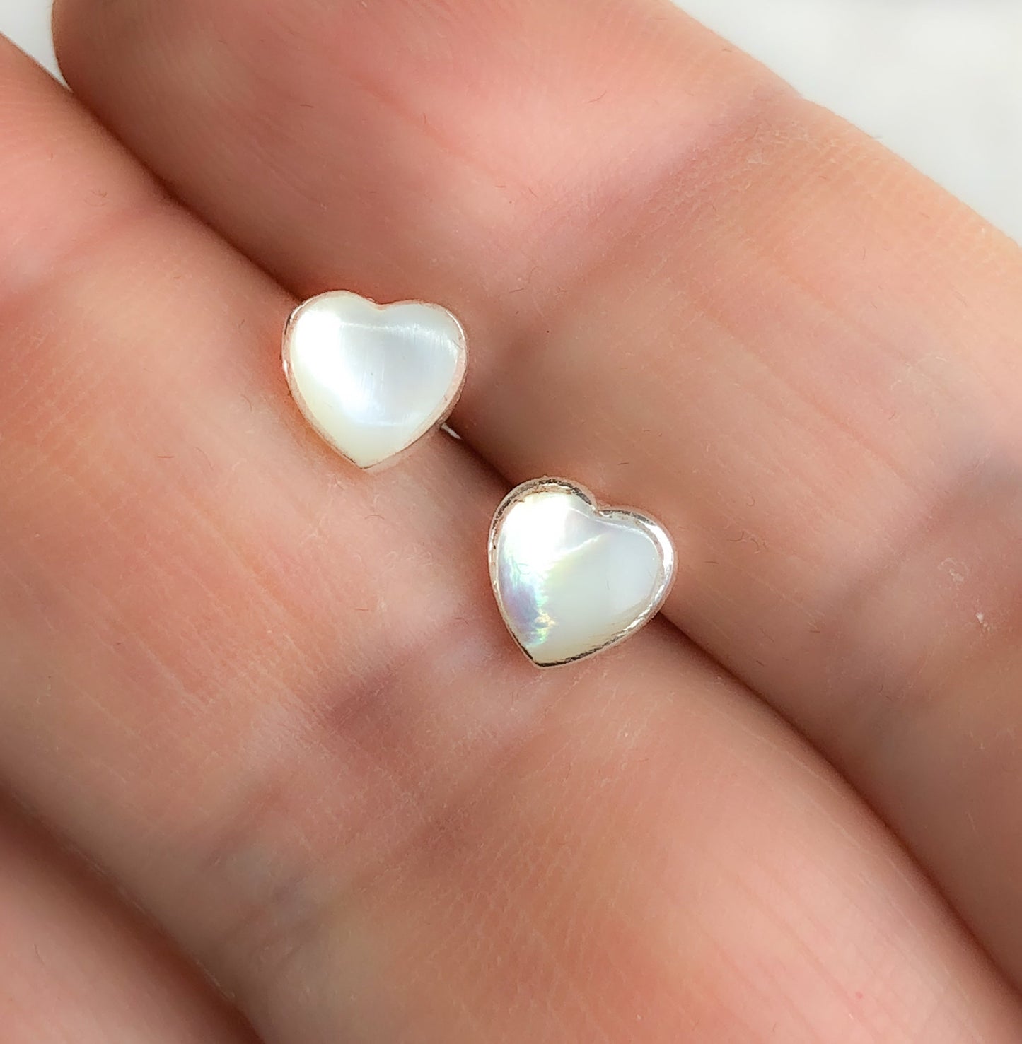 Mini 925 sterling silver pearl stud örhängen hjärta