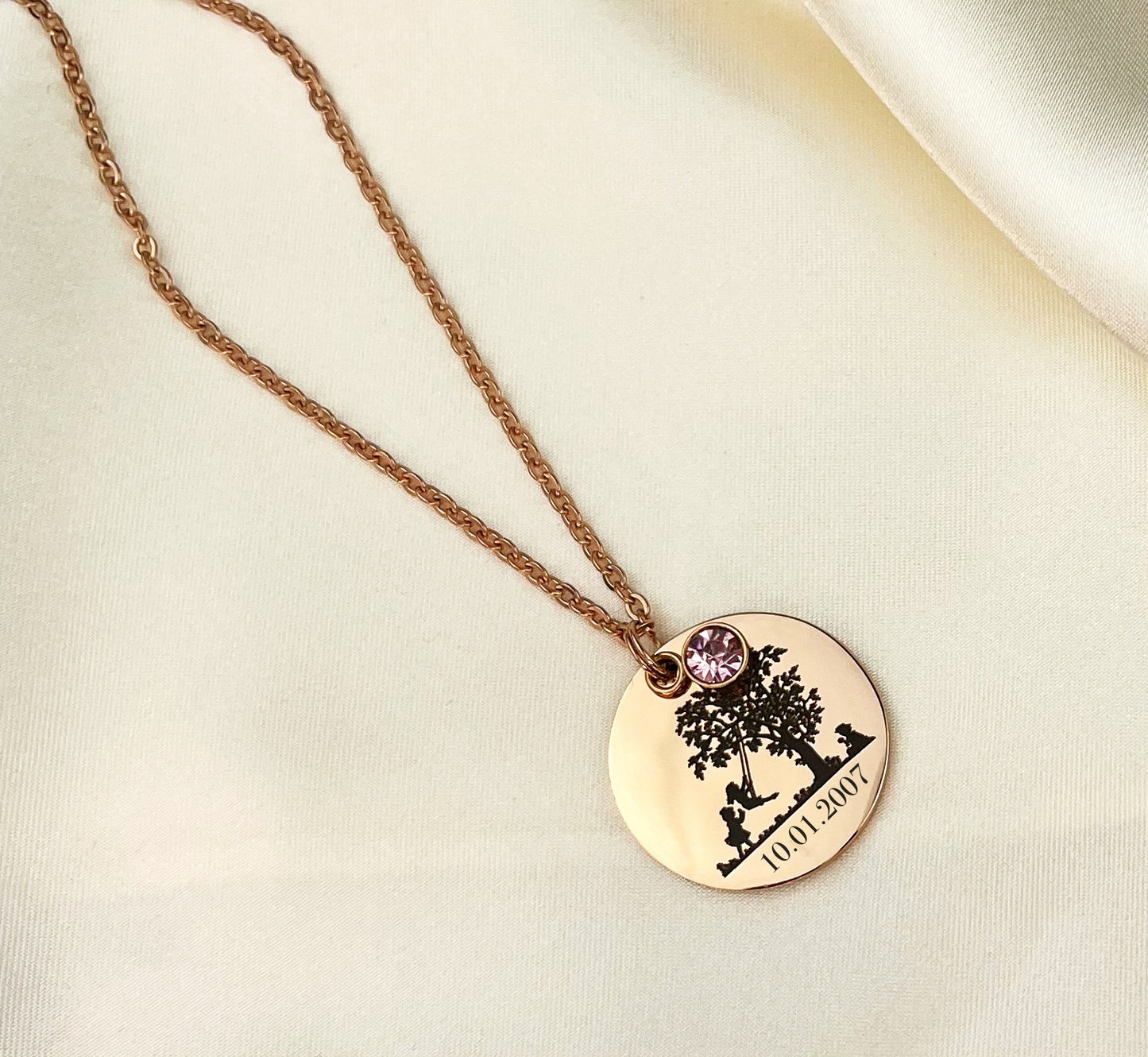 Personalisierbare Vintage SILHOUETTE Halskette mit Gravur (Rosegold, Silber oder Gold) VIK-110