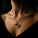 Labradorit Gemstone Mandala Smycken Set - 925 Sterling Silver Meditation Chain - K925-118