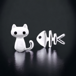 925 Sterling Silber Ohrstecker "Katze & Fisch" - OHR925-166