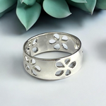 925 Sterling Silber Ring mit Blumenmotiven – In Verschiedenen Größen Erhältlich, Allergikerfreundlich