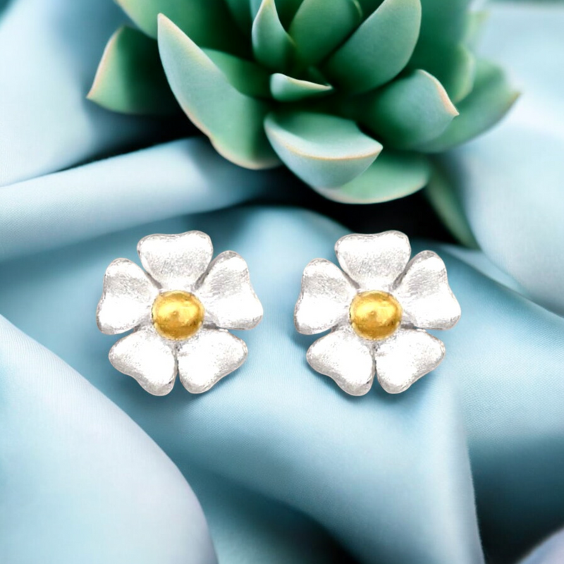 925 Sterling Silver Bicolor örhängen "Buttercups" -OHR925-32