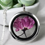 Japansk Sakura Medaljong - 925 Sterling Silver Chain Sakura Cherry Blossom Trailer - K925-79