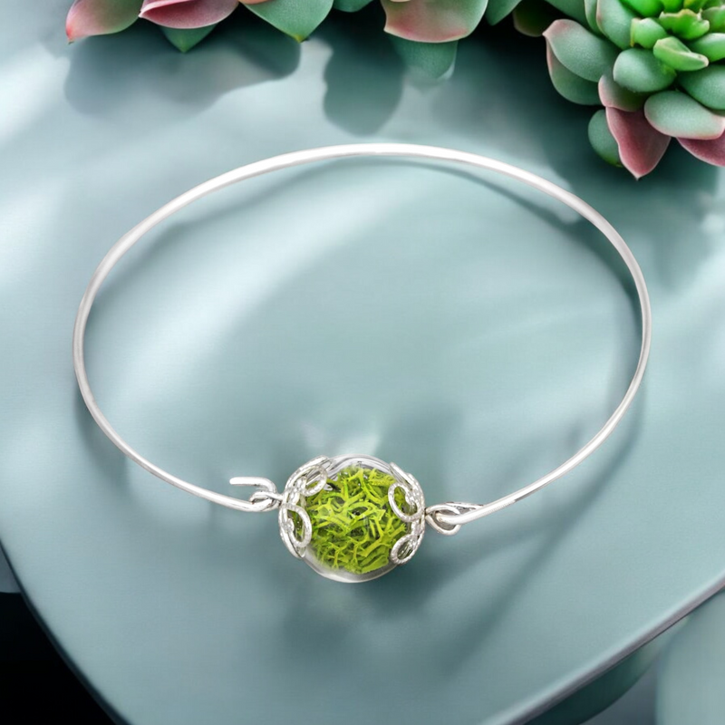 Äkta Green Moos Bangle - Minimalistiska Natur Smycken - Retars 28