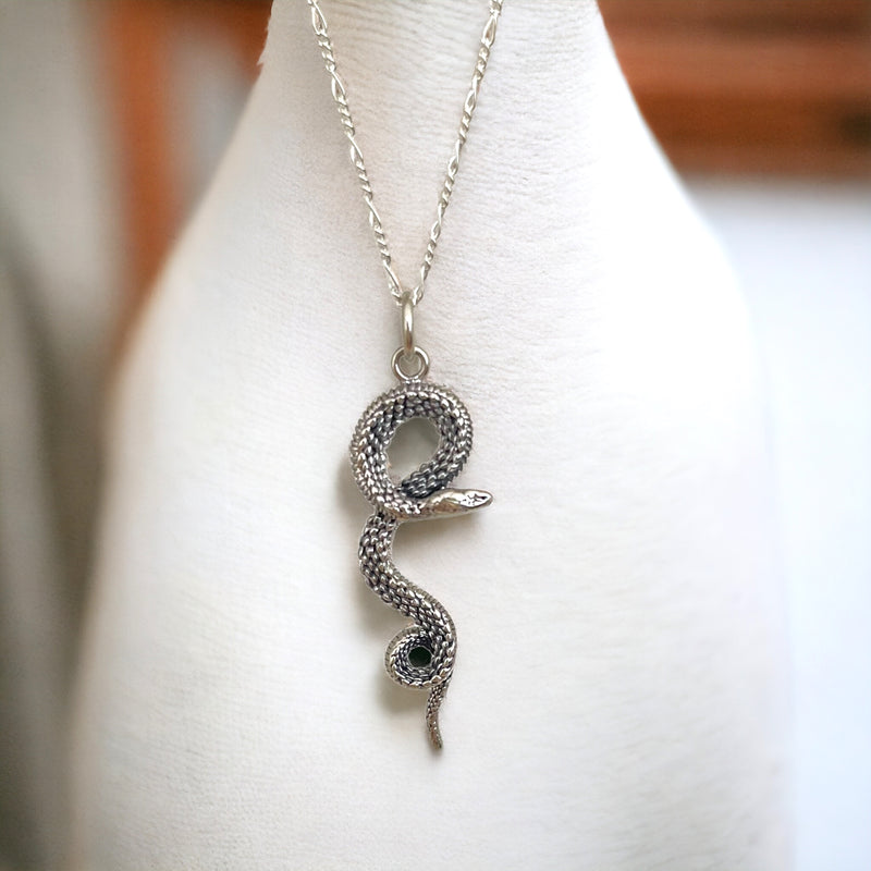 925 Sterling Silber Kette mit Schlangenanhänger - 50cm, Hypoallergen, Nickelfrei - K925-87