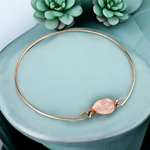 Rose Quartz Bangle - Rosegold guldpläterade minimalistiska ädelsten smycken - retars 51