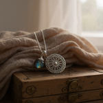 Labradorit Gemstone Mandala Smycken Set - 925 Sterling Silver Meditation Chain - K925-118