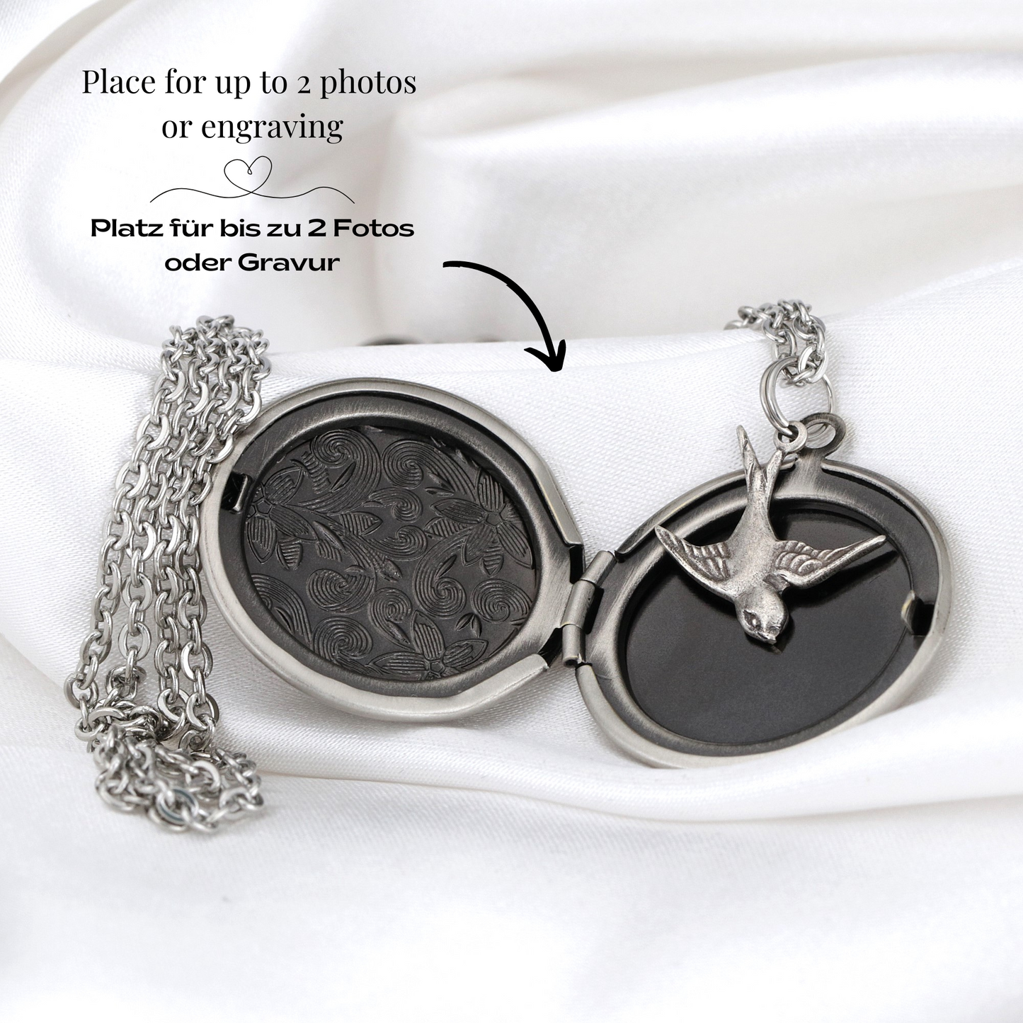 Altsilber foto medaljong halsband inkl. Fotoservice + gravyr vik-97