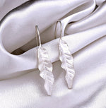 Långa löv Örhängen - 925 Sterling Silver Örhängen - Elegant Naturtillbehör - Ear925-122