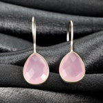 925 Sterling Silver Rose Quartz Örhängen - Elegant Gemstone Smycken Ear925-102
