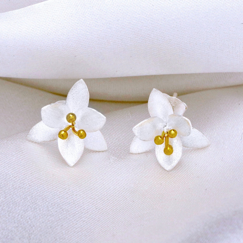 925 sterling silver studs "Blossoms" bicolor