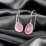 925 Sterling Silver Rose Quartz Örhängen - Elegant Gemstone Smycken Ear925-102