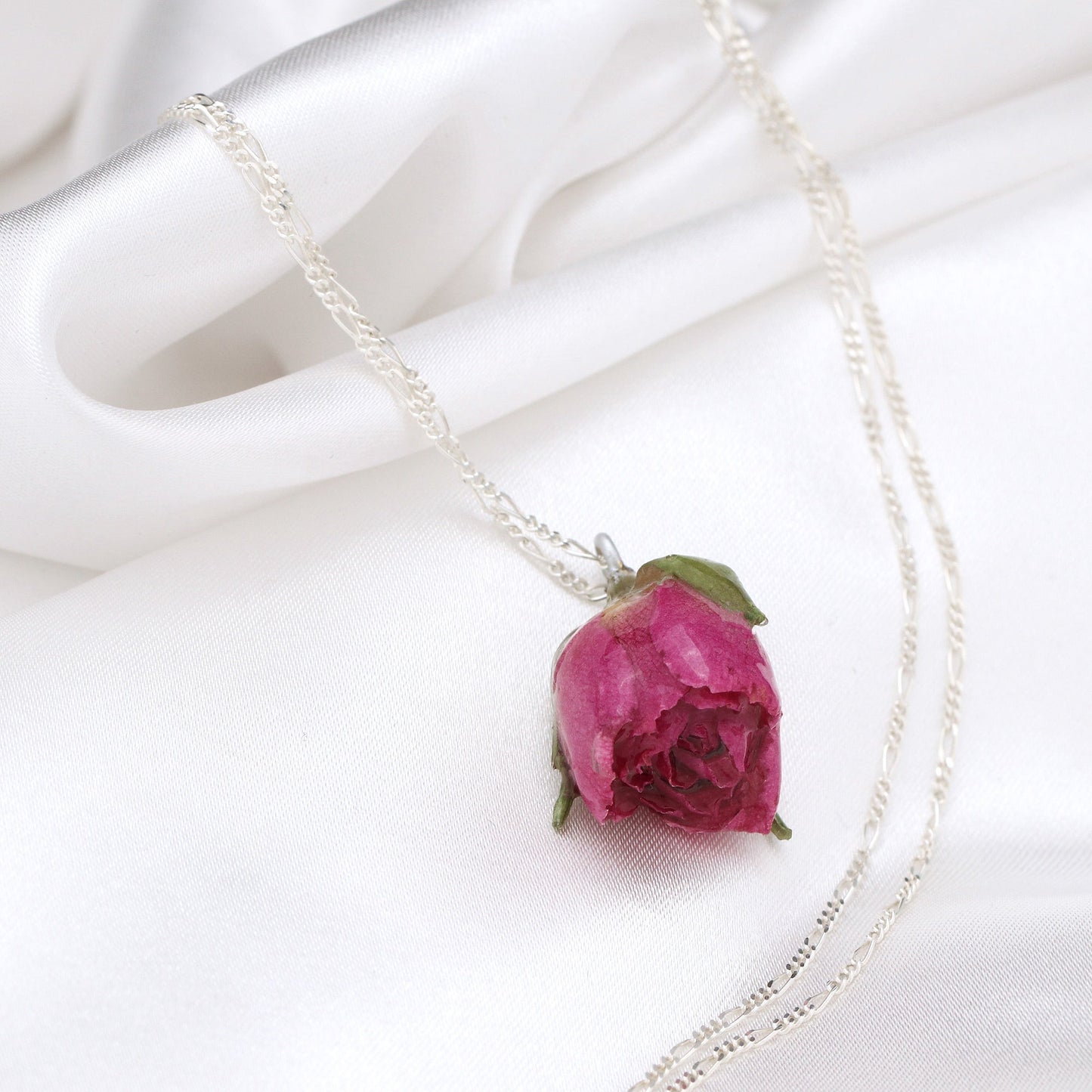 Real Rose Pendant med 925 sterling silverkedja - Botanisk halsband - K925-117