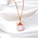 Rose Quartz Drop Kedja 925 Sterling Rose Guldpläterad Rosa Ädelsten Aura Halsband K925-71