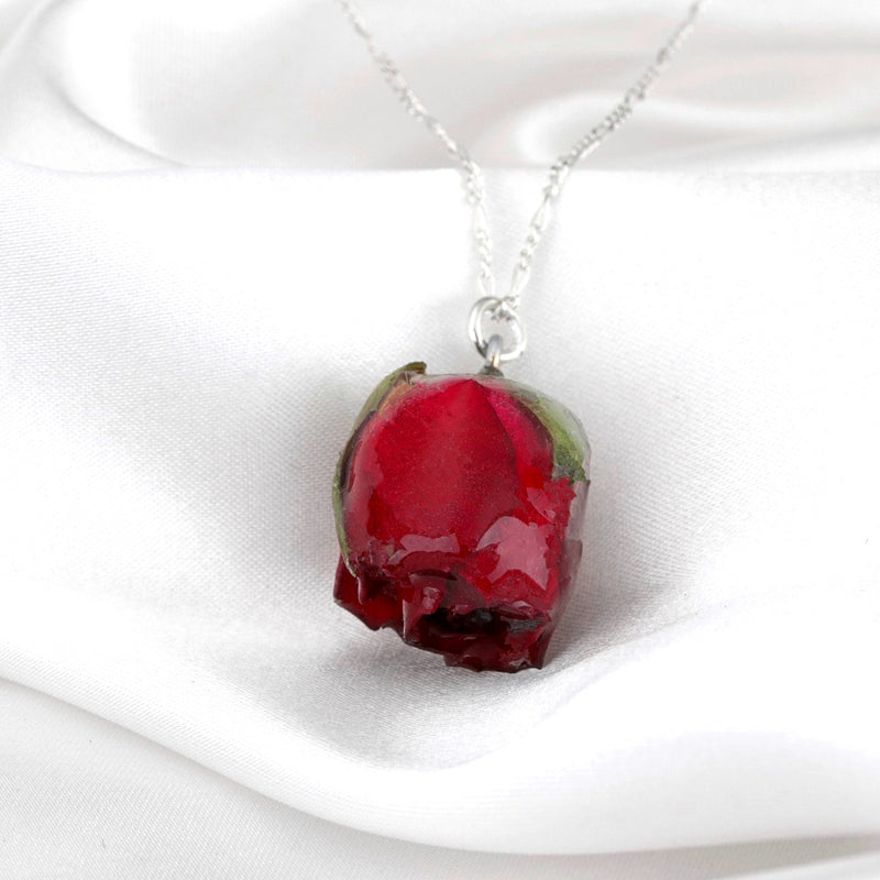 925 Sterling Real Red Rose Silver Chain