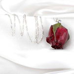 925 Sterling Real Red Rose Silver Chain