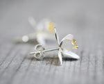 925 sterling silver studs "Blossoms" bicolor