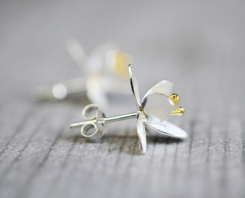 925 sterling silver studs "Blossoms" bicolor