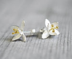 925 sterling silver studs "Blossoms" bicolor