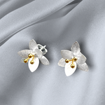 925 sterling silver studs "Blossoms" bicolor