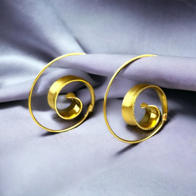 Guld Spiral örhängen - 925 Sterling guldpläterade Hoops lyxiga eleganta Drop örhängen OHR925-70