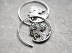 Grob Spiral Örhängen - 925 Sterling Silver Tree of Life Örhängen Ear925-79