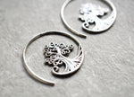 Grob Spiral Örhängen - 925 Sterling Silver Tree of Life Örhängen Ear925-79