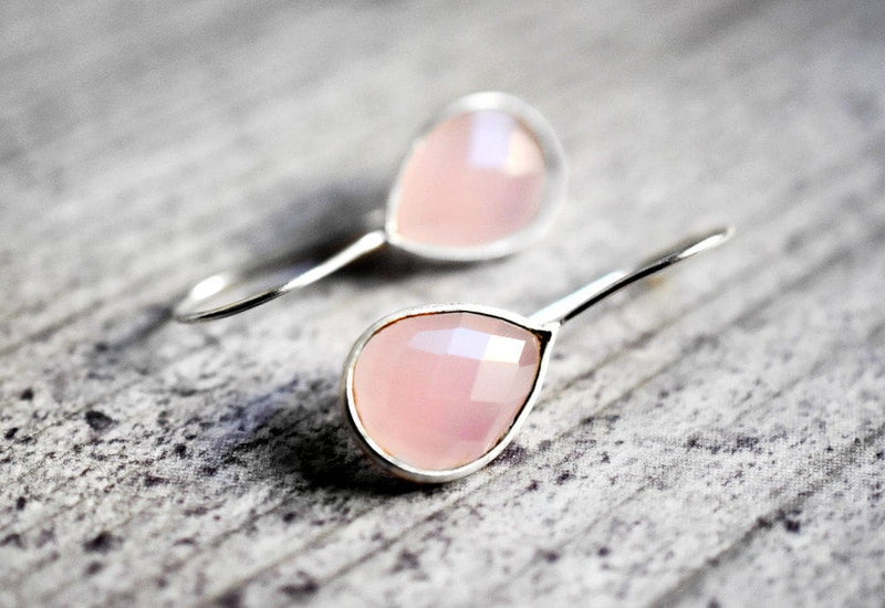 925 Sterling Silver Rose Quartz Örhängen - Elegant Gemstone Smycken Ear925-102
