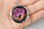 Japansk Sakura Medaljong - 925 Sterling Silver Chain Sakura Cherry Blossom Trailer - K925-79