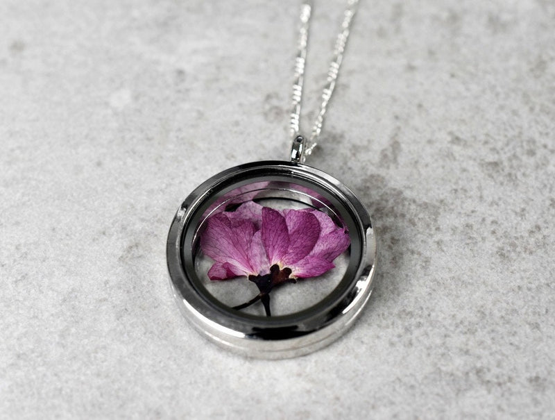 Japansk Sakura Medaljong - 925 Sterling Silver Chain Sakura Cherry Blossom Trailer - K925-79