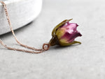 Äkta Rose halsband-romantiska smycken gjorda av 925 Sterling Rose Gold Plated-naturliga smycken-K925-50