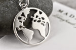 Världskarta Silhouette Pendant - 925 Sterling Silver Globetrotter World Tour Trailer Halsband - K925-143