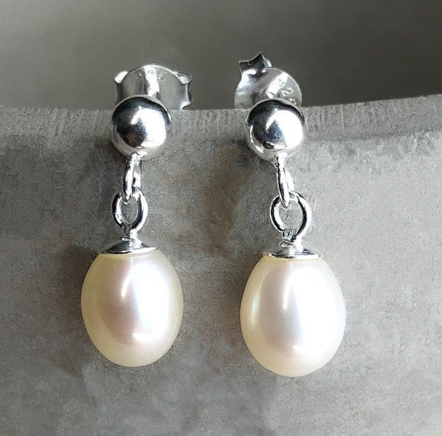 Klassiska pärlor Örhängen - 925 Sterling Silver Luxurious Pearl Örhängen - Ear925-67