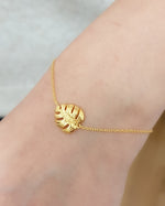 Monstera Leaf Gold Armband - 925 Sterling Guld Förgylld Natur Smycken - Arm925-46