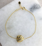 Monstera Leaf Gold Armband - 925 Sterling Guld Förgylld Natur Smycken - Arm925-46