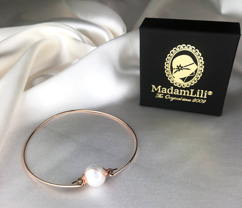 Sötvatten pärla Bangle-Rose guldpläterad Real Pearl brud brudtärna bröllop brud smycken-RETARM-19