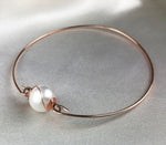 Sötvatten pärla Bangle-Rose guldpläterad Real Pearl brud brudtärna bröllop brud smycken-RETARM-19