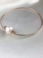 Sötvatten pärla Bangle-Rose guldpläterad Real Pearl brud brudtärna bröllop brud smycken-RETARM-19