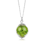 Grön Moss Halsband-Terrarium 925 Sterling Silver Botanisk Kedja-K925-140