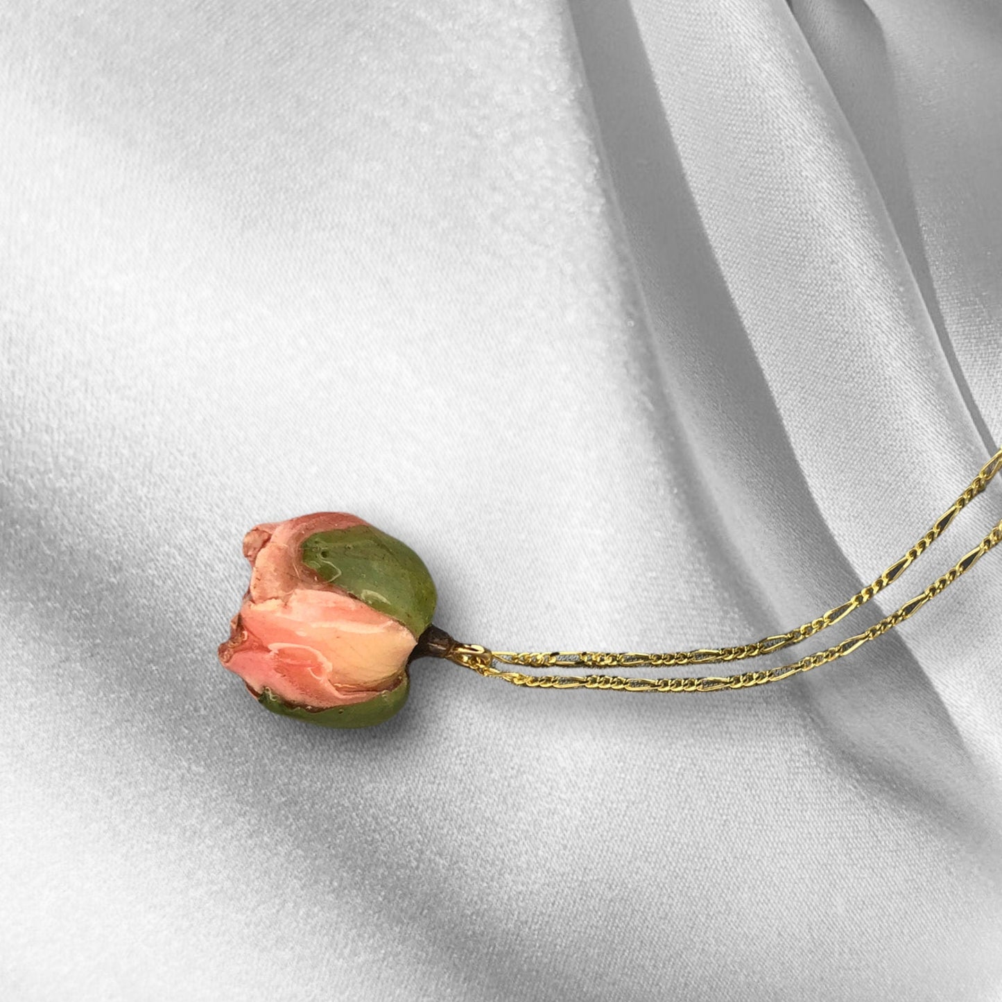 Real Rose näskedjan - 925 sterling förgyllt halsband med ros - K925-61