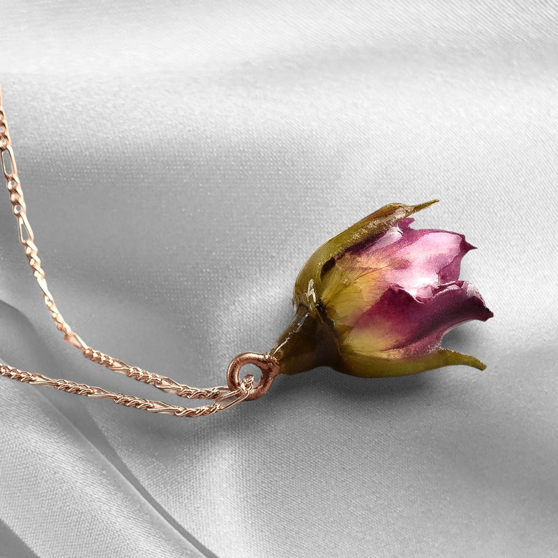 Äkta Rose halsband-romantiska smycken gjorda av 925 Sterling Rose Gold Plated-naturliga smycken-K925-50