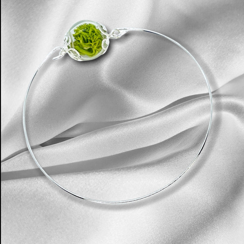 Äkta Green Moos Bangle - Minimalistiska Natur Smycken - Retars 28