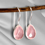 925 Sterling Silver Rose Quartz Örhängen - Elegant Gemstone Smycken Ear925-102