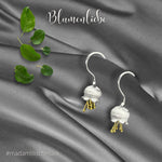 Bicolor Örhängen - 925 Sterling Silver Maiglöckchen Botanikblomma Örhängen - Ear925-49