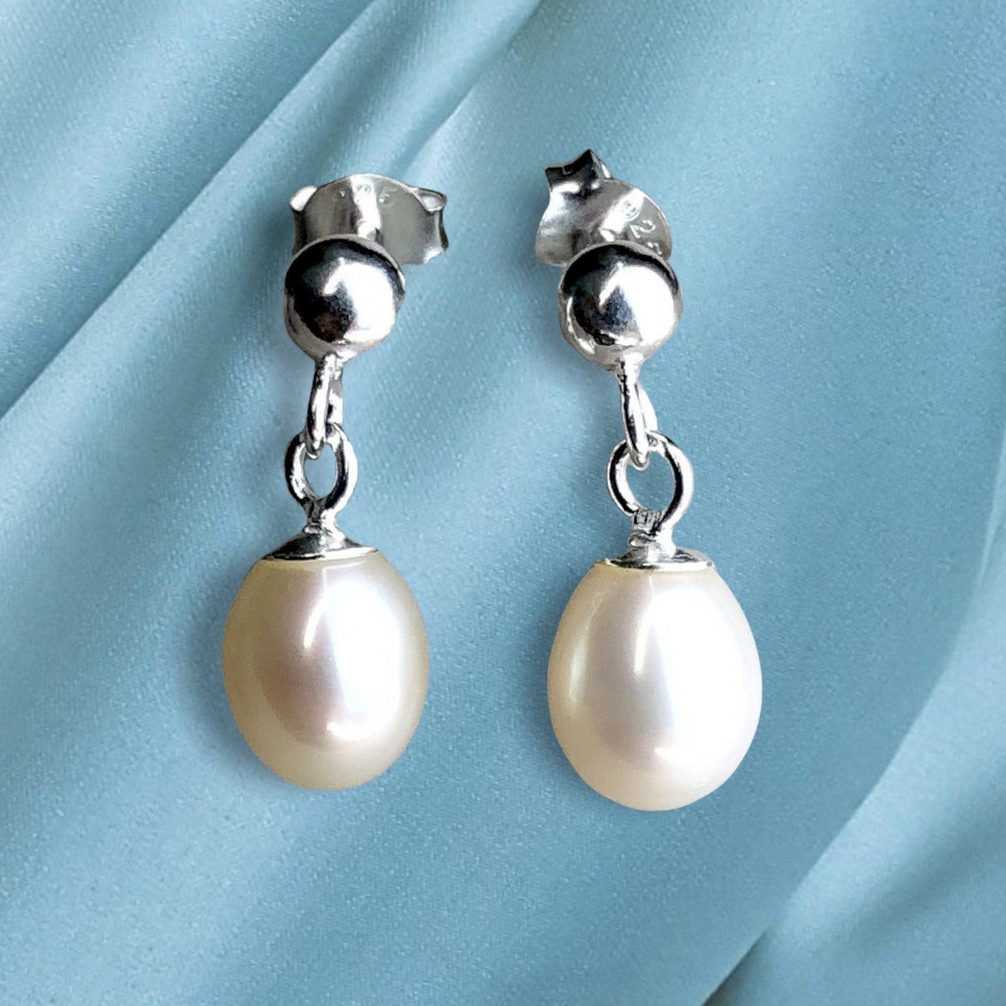 Klassiska pärlor Örhängen - 925 Sterling Silver Luxurious Pearl Örhängen - Ear925-67