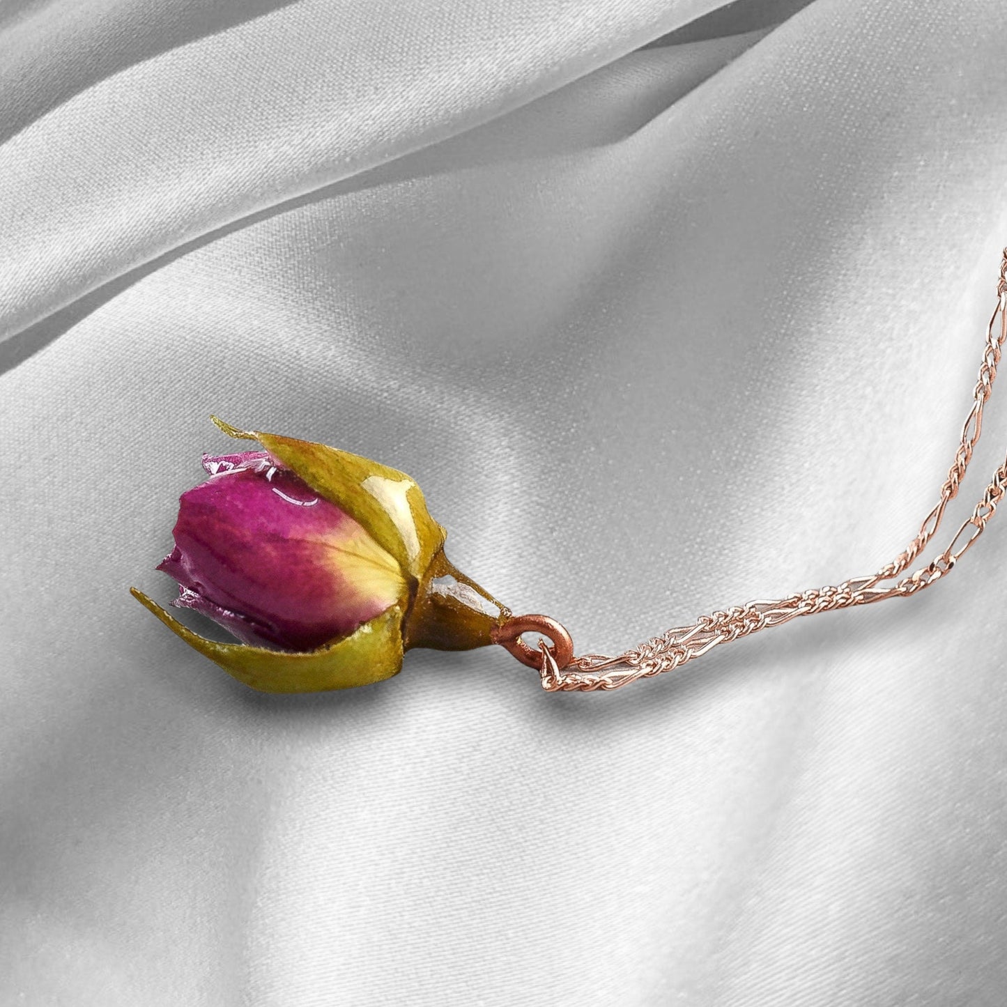 Real Rose Chain - Romantiska Smycken Från 925 Sterling Rosegold Guldpläterad - Natur Smycken - K925-50