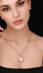 925 Sterling Rosegold Gilded White Hydrangea Blossom Chain - Vik-141