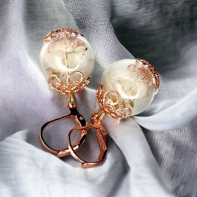 Rose Gold Plated Real Blow Flower örhängen-naturliga smycken-VINOHR-68